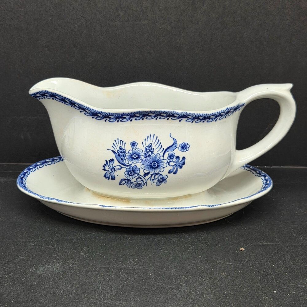 Arabia Finland "Finn Flower" "Soumen KUKKA" Gravy Boat And Plate REA DESCRIPTION